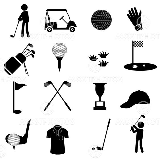 golf sport simple black icons set eps10