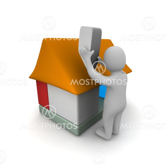 Man building house