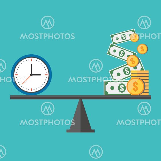 Time is money concept. Flat design stylish.
