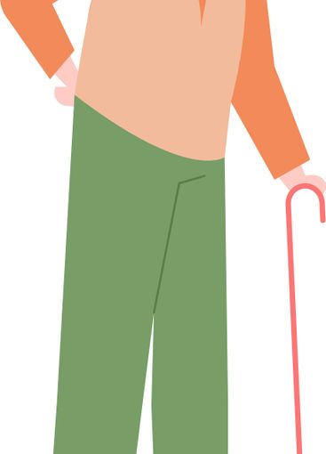 Full length illustration of an elderly man with a...