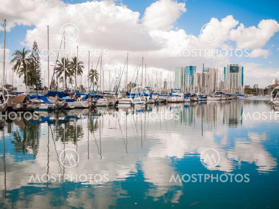 HONOLULU, HAWAII - FEB 2: View of Waikiki Yacht club