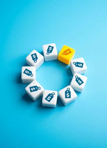 The yellow price tag stands out from the rest. Marketing...