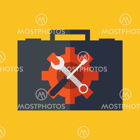 Technical support concept. Flat design stylish. Isolated on colo