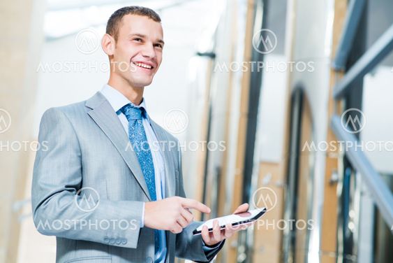 businessman working with tablet pc