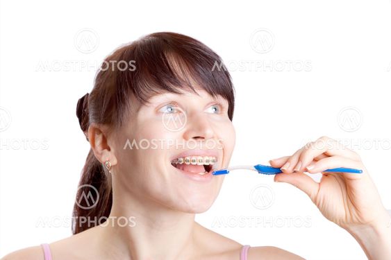 Woman with toothbrush
