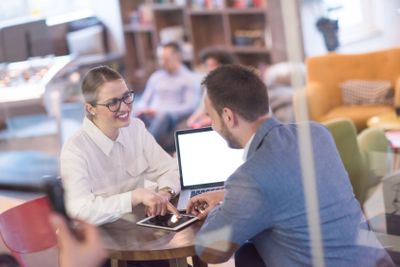 Business team Working With laptop in creative office