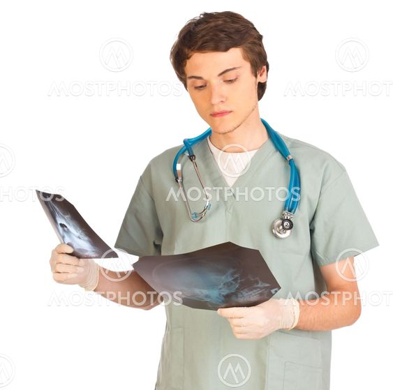 Young male doctor with x-ray