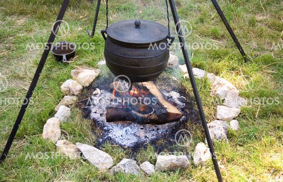 Traditional campfire cooking