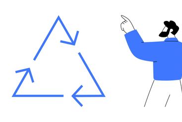 Professional teamwork and circular process concept with...