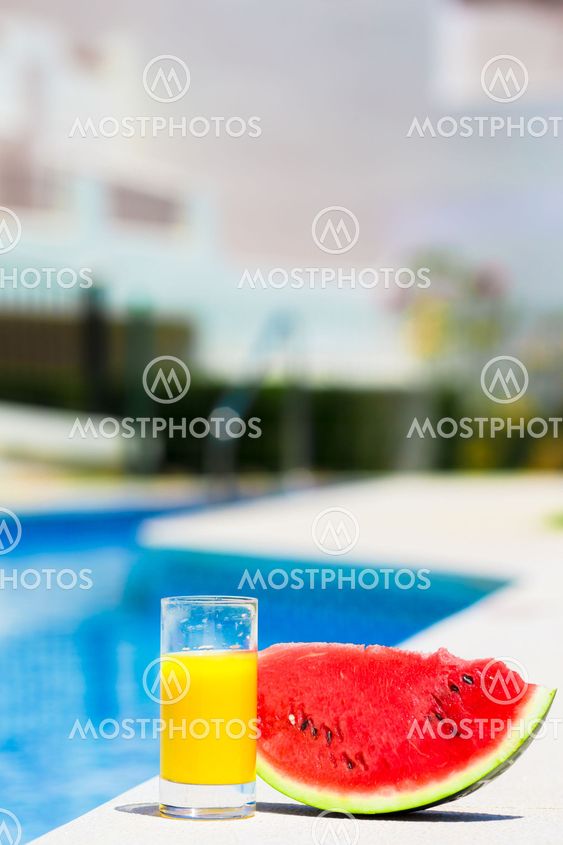 Summer and fresh theme: red ripe slice watermelon and...