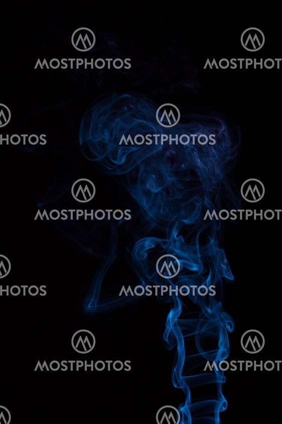 Abstract blue smoke isolated on black