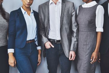 Business people, waiting room and group for interview,...