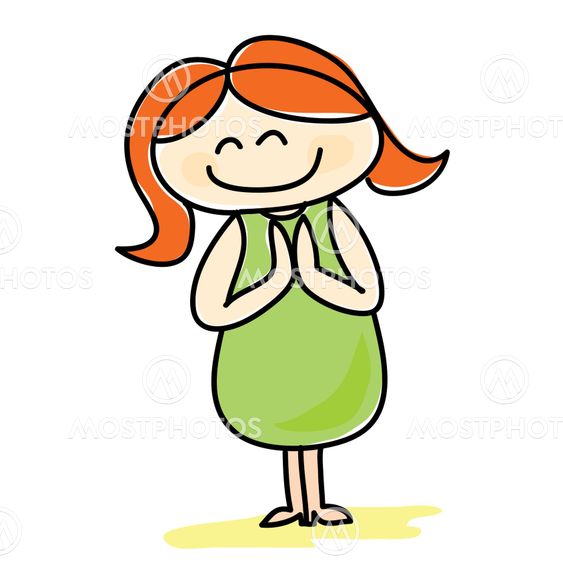cartoon lady bow and pay respect