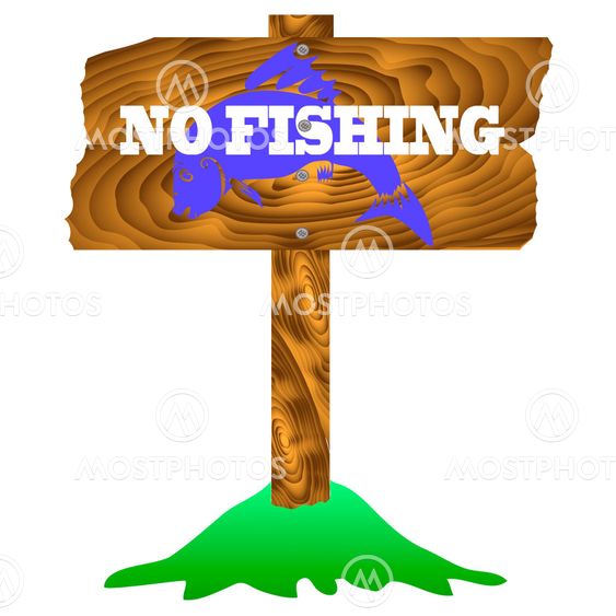 No Fishing Wooden Sign Isolated