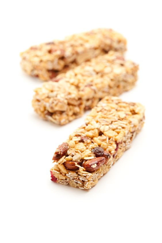 Three Granola Bars Isolated on White