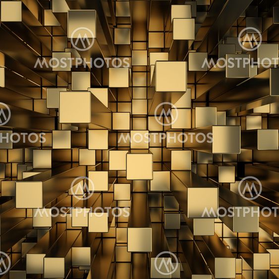 gold squares extruded background