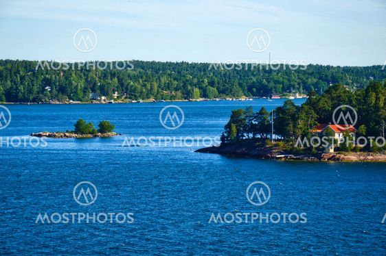 Swedish settlements on islets of Stockholm Archipelago in Baltic Sea, Sweden