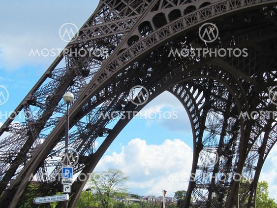 View from below of the Eiffel tower