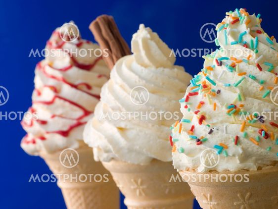 Whipped Ice Cream Cones with Three Different Toppings