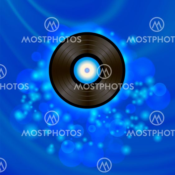 Retro Vinyl Disc on Blue Background
