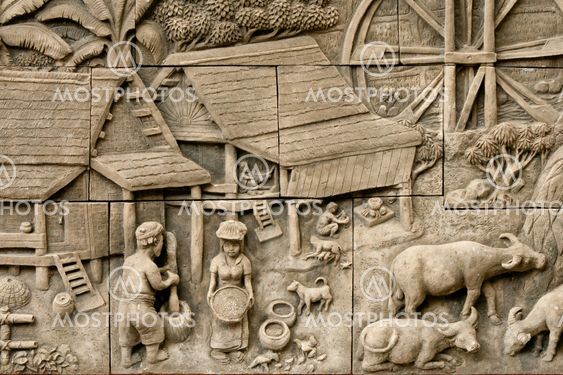 native molding art on wall in thai style