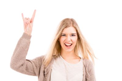 Beautiful girl with a silly face