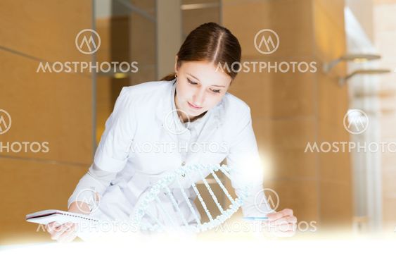 young woman doing research