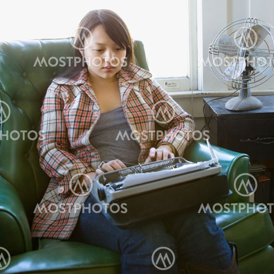 Woman typing.