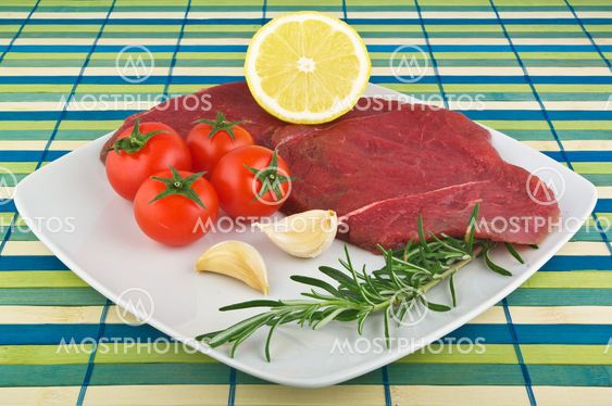 raw horse meat in the plate