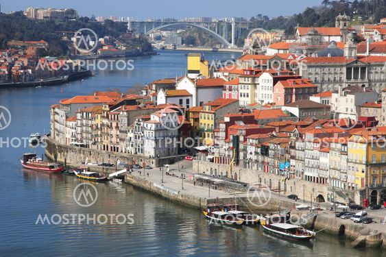 Portugal. Porto city. View of Douro river embankment
