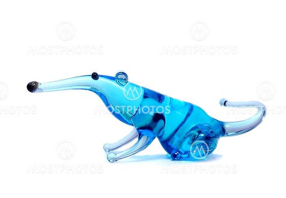 Glass figure of a blue rat
