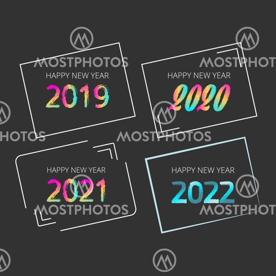 2019, 2020, 2021, 2022 new year signs - Vector