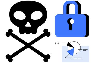 Cybersecurity Threat Concept with Skull, Crossbones,...
