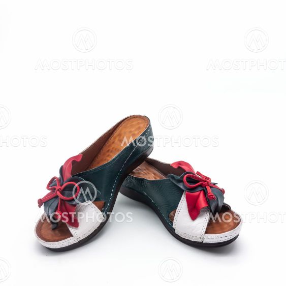 Women's summer shoes on a white background.