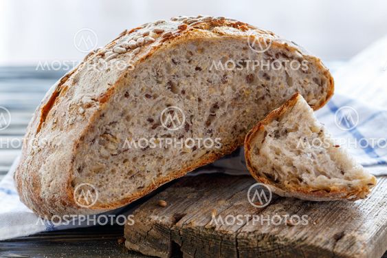 Bread with seeds of flax, sunflower, sesame and pumpkin.