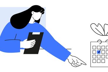 Woman Scheduling Events on Calendar Using Clipboard,...