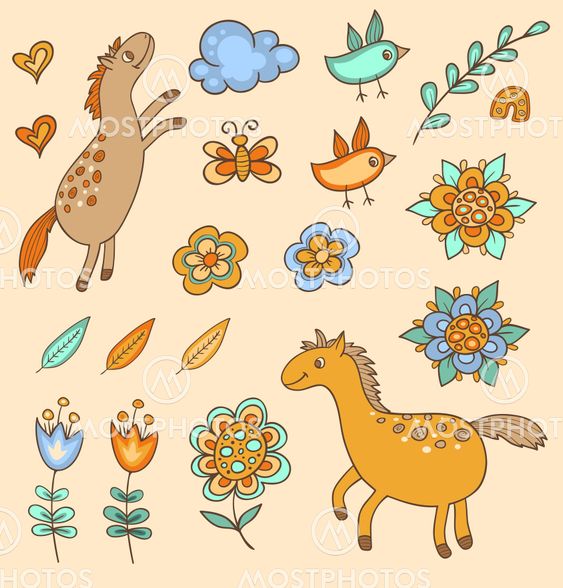 Set of doodle design elements
