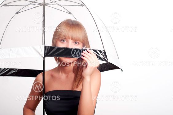 woman holding umbrella