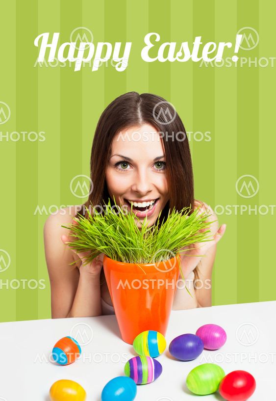 Happy Easter card green