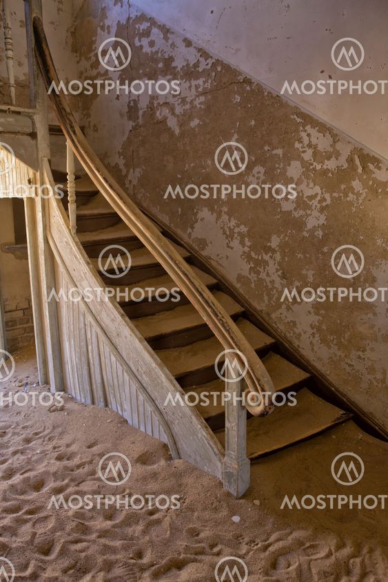 an old staircase at kolmanskop ghost town near luderitz namibia