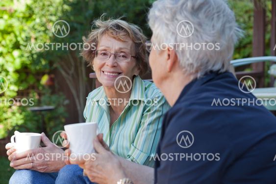 Senior Women with Warm Drinks
