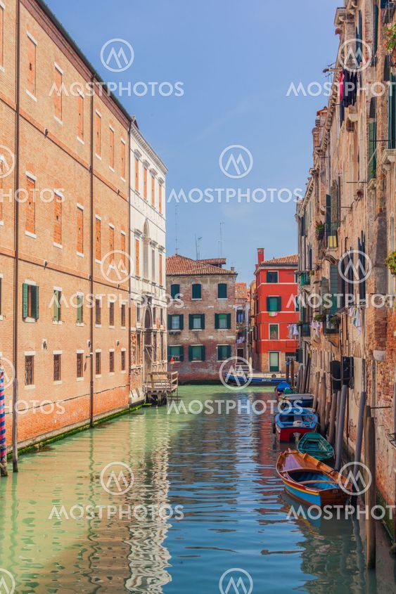 Venice canal with gondolas