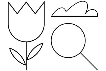 Minimalist Flower, Cloud, and Magnifying Glass Design in...