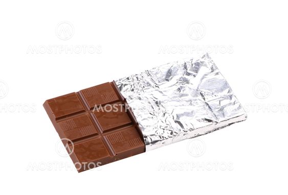Bar of chocolate in foil.