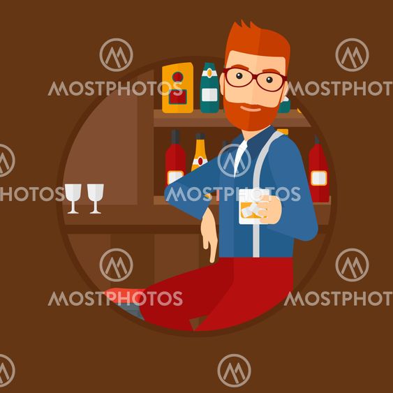 Man sitting at the bar counter.