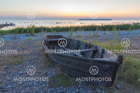 Rowing boat at the coast of Eksta, Gotland, Sweden