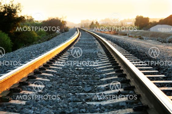 Railroad tracks at dusk