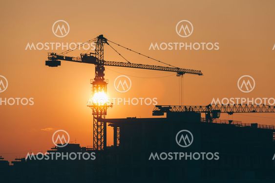 Construction site in sunset with a view