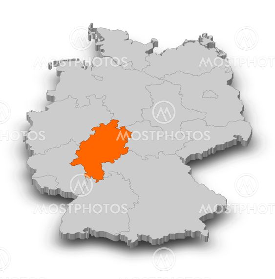 Map - Germany, Hesse - 3D-Illustration