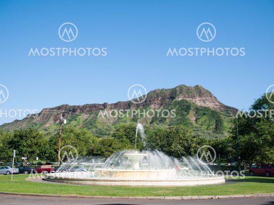 Diamond Head and Fountain, Hawaii